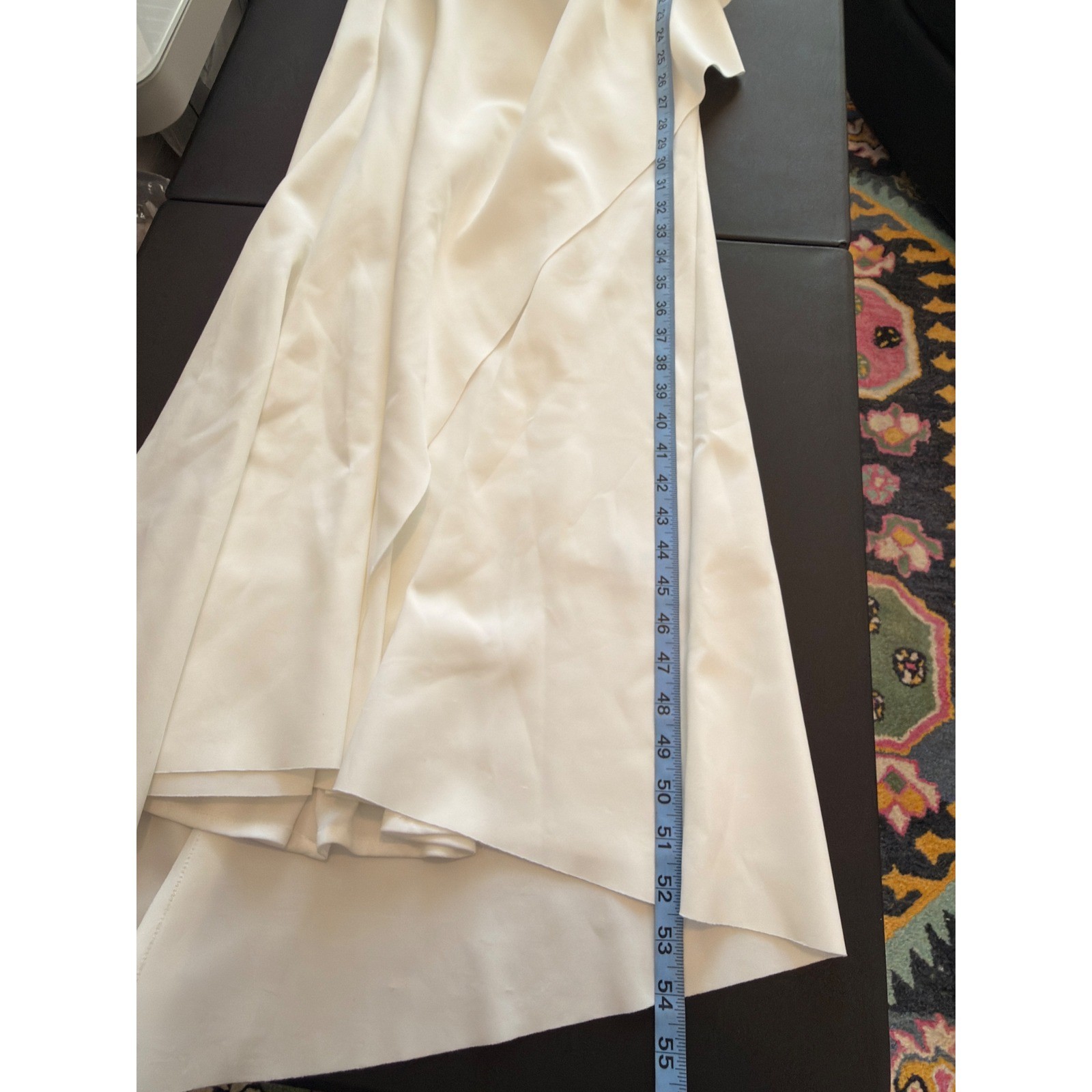 Xscape Maxi Dress Wedding Formal White One Shoulder Scuba Ruffle Dress Size 8