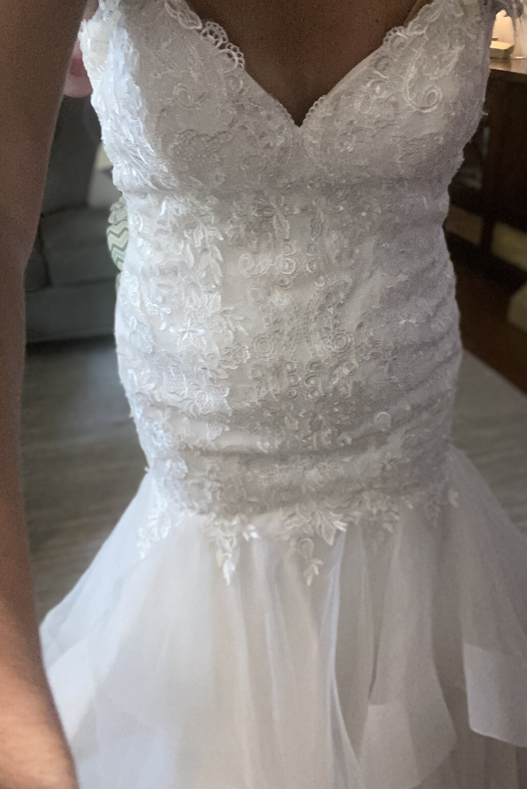 NWT Lace Mermaid Gown w/ Organza Skirt Open Back Gorgeous! USA $2,900 Bridal 12