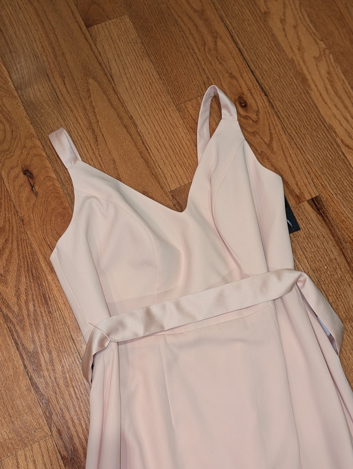 White By Vera Wang Size 16 Blush Pink Sleeveless V Neck Crepe & Satin Gown NWT