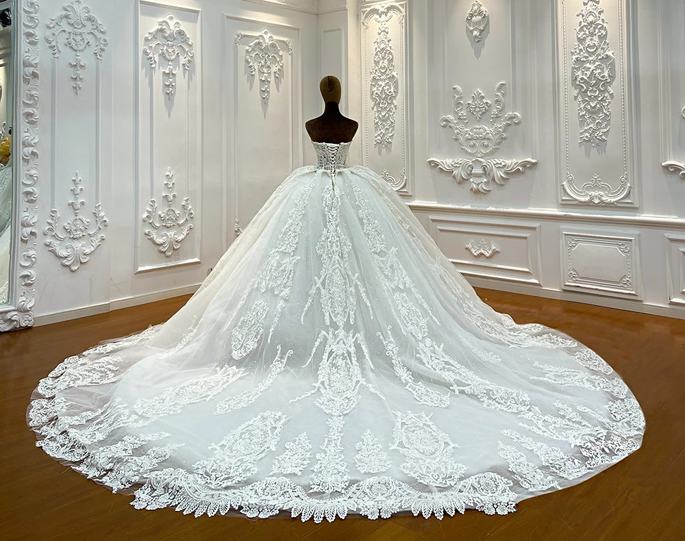 Customized NS5001 Amanda Novias Strapless Lace Bridal Dress Elegant
