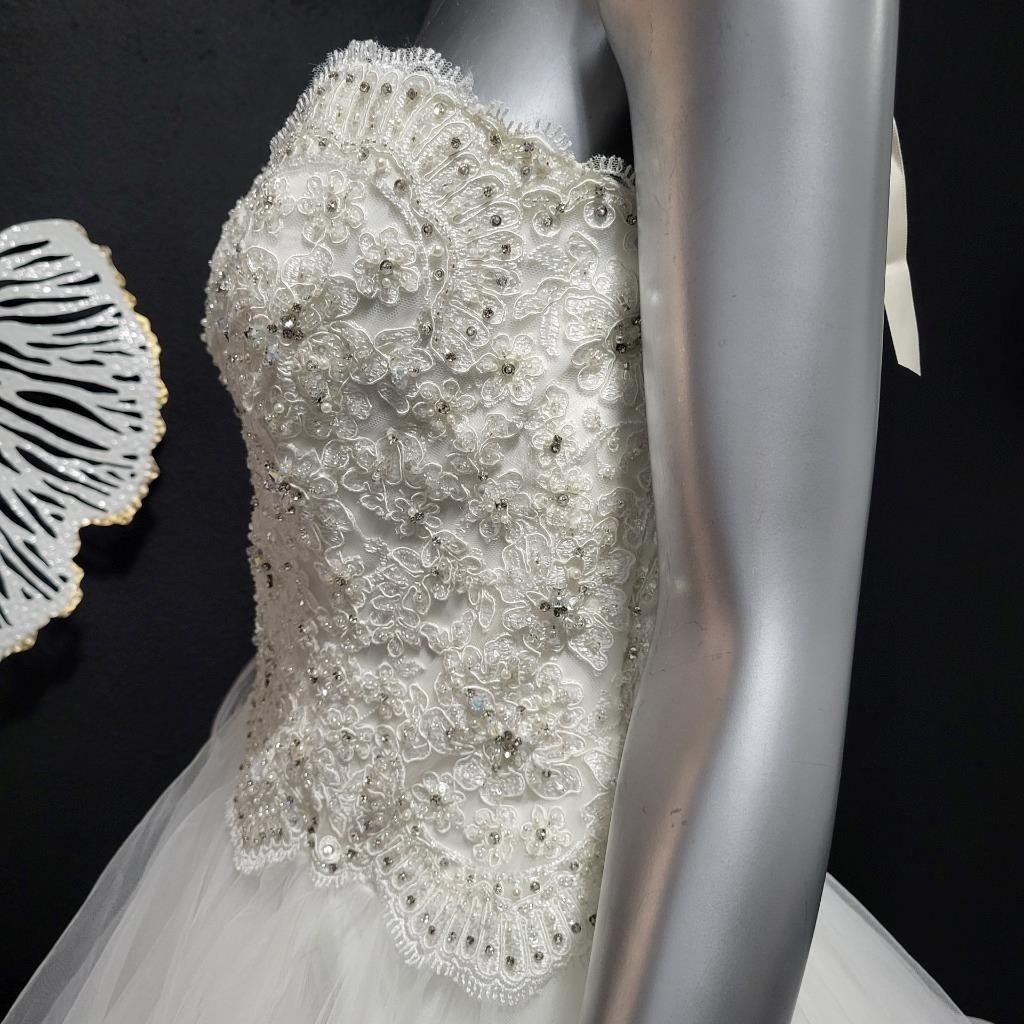 NWT~$2250~MORILEE~6/8~IVORY EMBELLISHED STRAPLESS FIT & FLARE WEDDING DRESS
