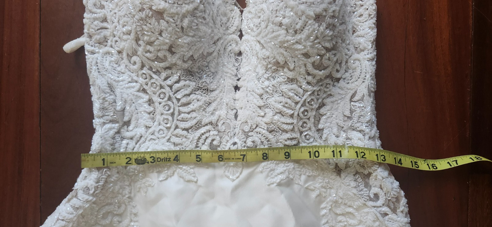 MARTINA LIANA Ivory Lace Beaded Wedding Dress Silk Lined Bridal Gown+2 Veils