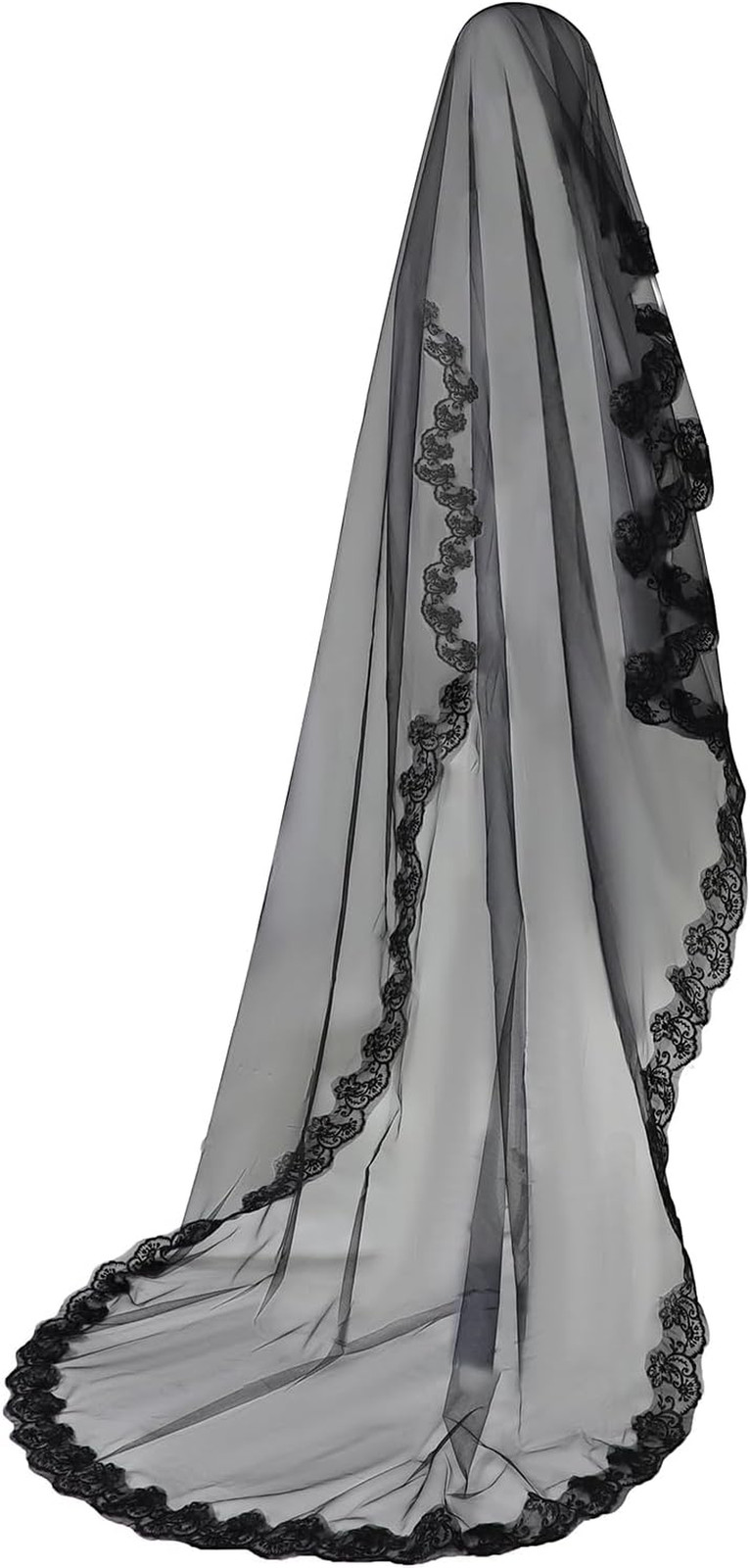 1 Tier Black Lace Veil Bridal Wedding Dress Veil Classic Sheer Bride