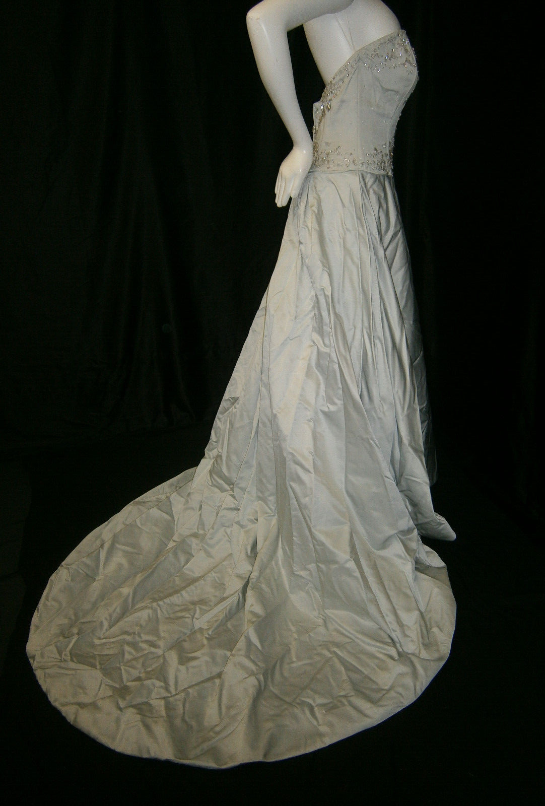 Watters Brides 10 Wedding Dress Ice Blue Silk Strapless Beaded Ballgown NWT