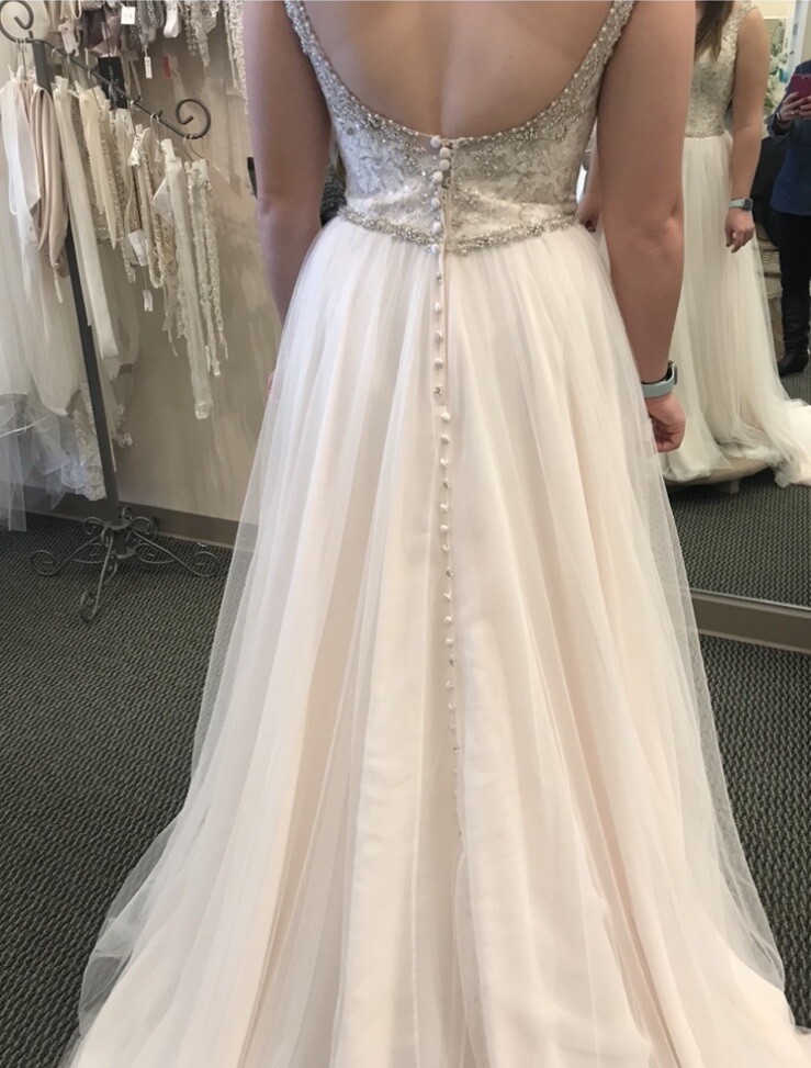 NEW Allure Bridal Wedding Dress NOT ALTERED Ivory & Pinkish Color Size 12