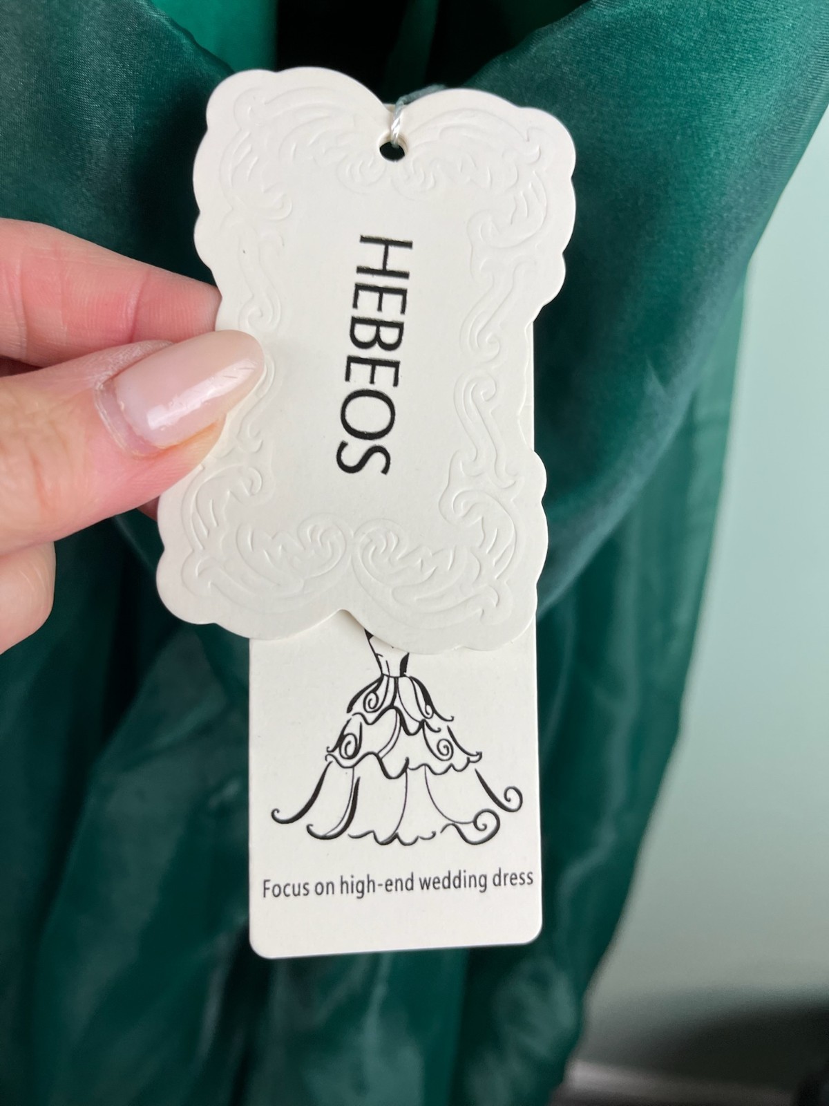 NWT Hebeos Wedding Dress Green Long Tulle Halter Top Neckline Lined Size L/XL