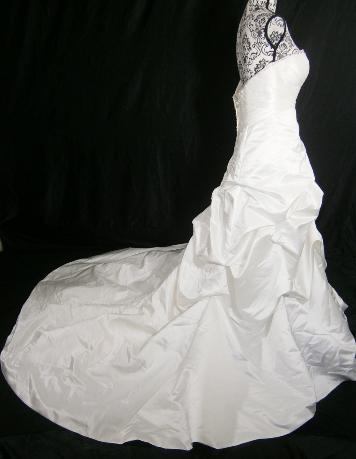 Casablanca Wedding Dress Ball Gown 12 Off-White Draped Ruffles Bling Ruched