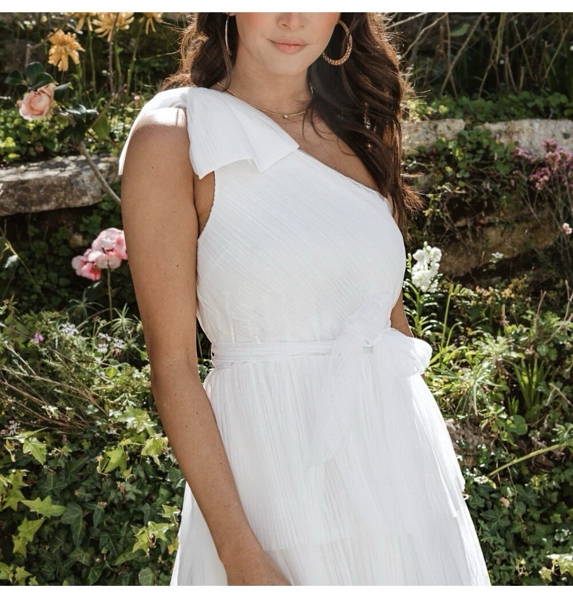 New Show Me Your Mumu Cupcake White Wedding One Shoulder Maxi Tulle Dress Med