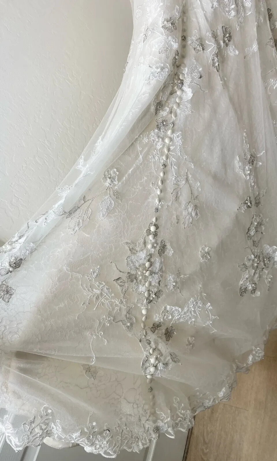 JUSTIN ALEXANDER 9774 Ivory Silver Pearl Embellished Lace Wedding Bridal Gown 8