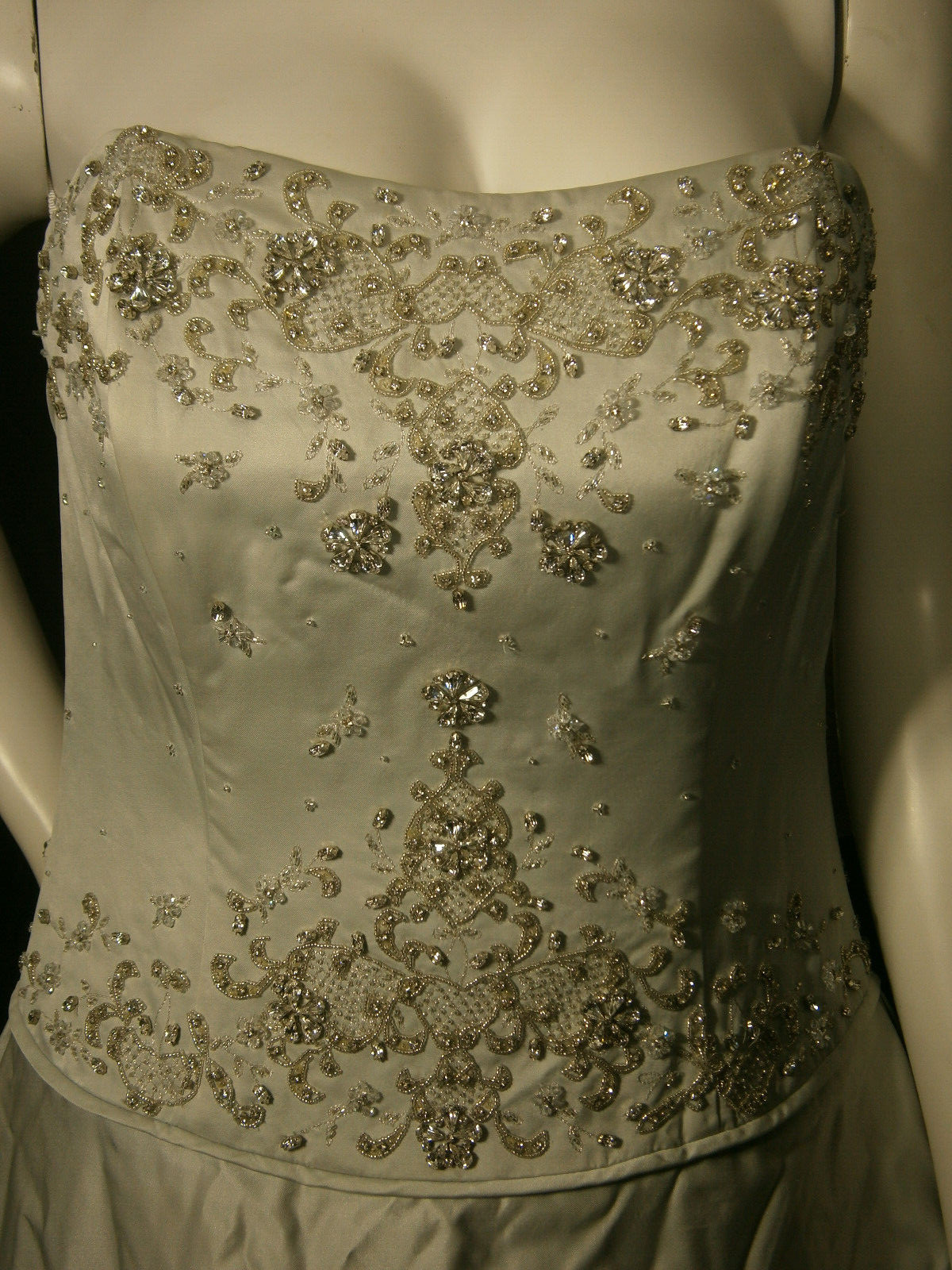 Watters Brides 10 Wedding Dress Ice Blue Silk Strapless Beaded Ballgown NWT