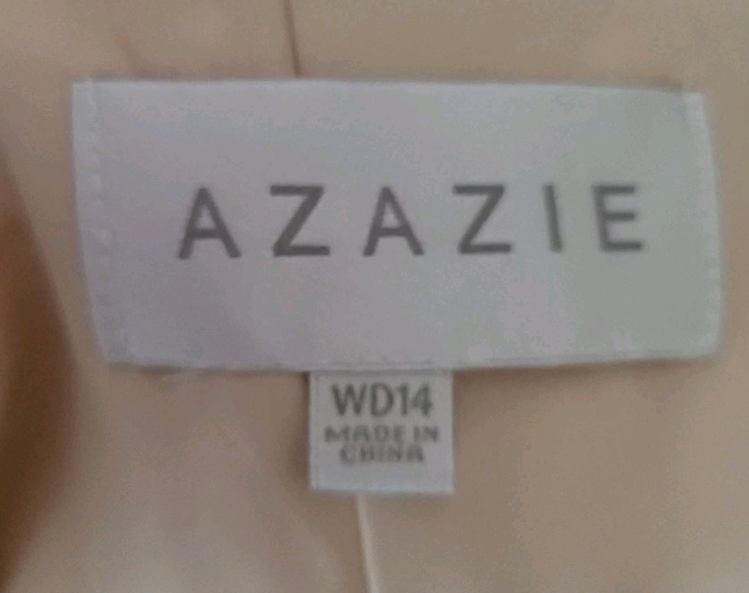 Azazie NWT Veradis Diamond White/Champagne Wedding Dress Sz WD14 Flutter Sleeve