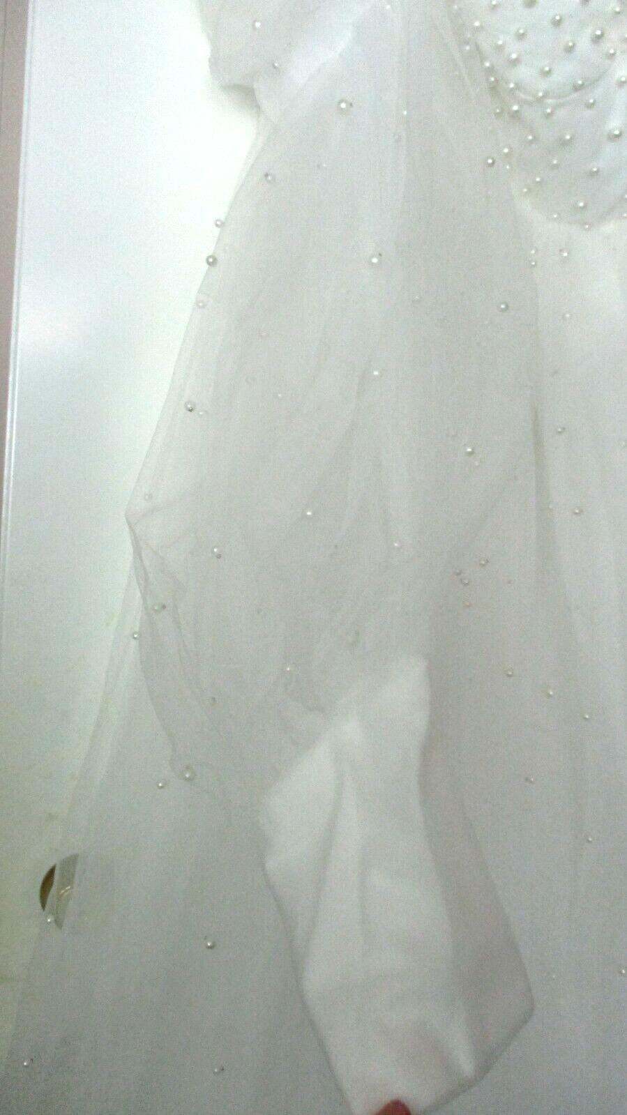 White PEARL TULLE MATERNITY OFF SHOULDER WEDDING DRESS ~ Womens 27~NWOT (tk)
