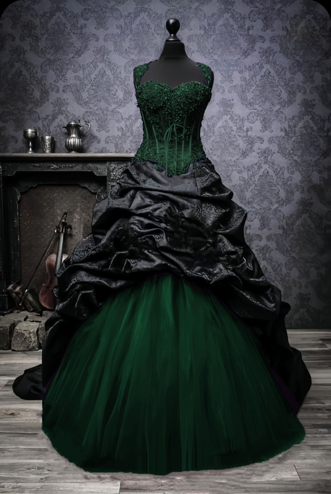 Vintage Gothic Wedding Dresses Victorian Black Jacquard Taffeta 1960s Ball Gowns