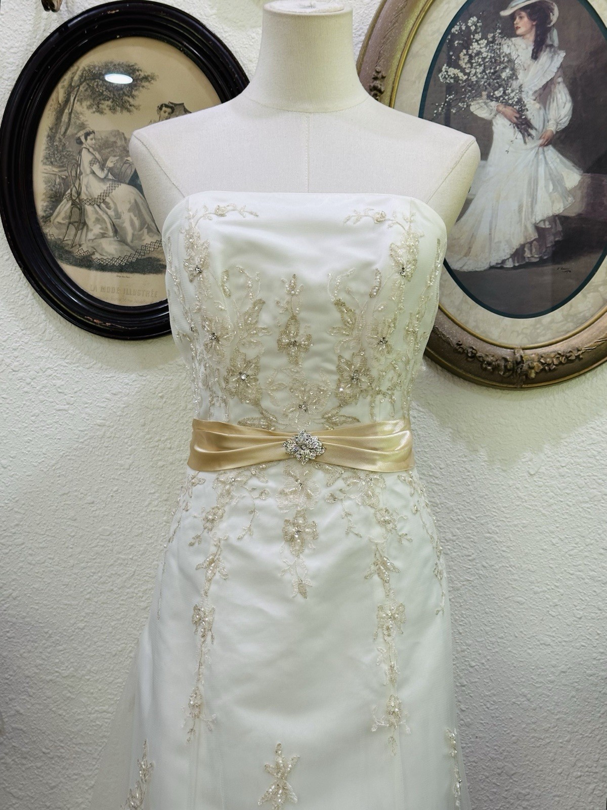 Vintage Alfred Angelo Wedding Dress | Champagne Embellished Lace Bridal Gown
