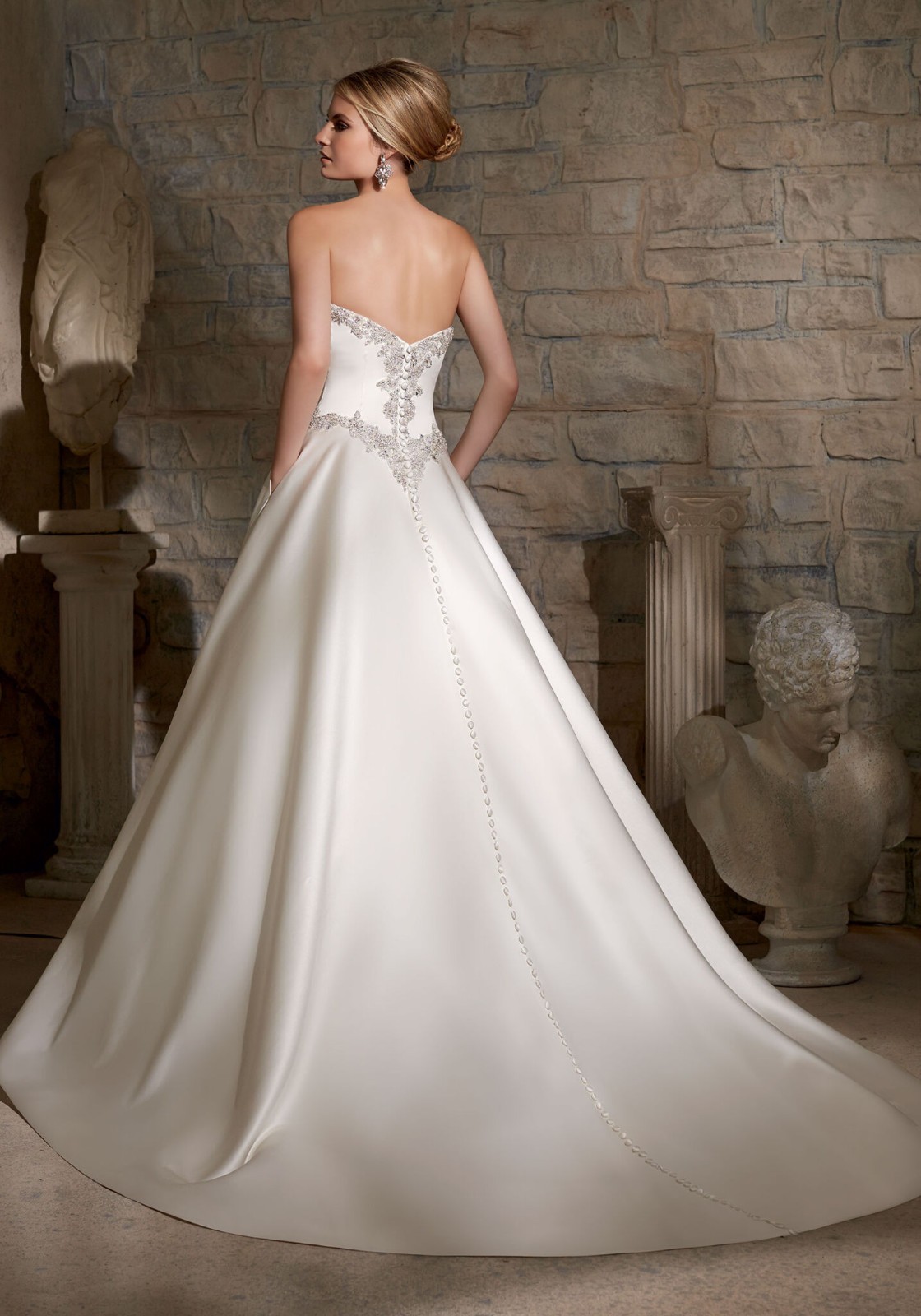 Gorgeous A-Line Luxe Satin Wedding Dress by Mori Lee Ivory size 10 NWT