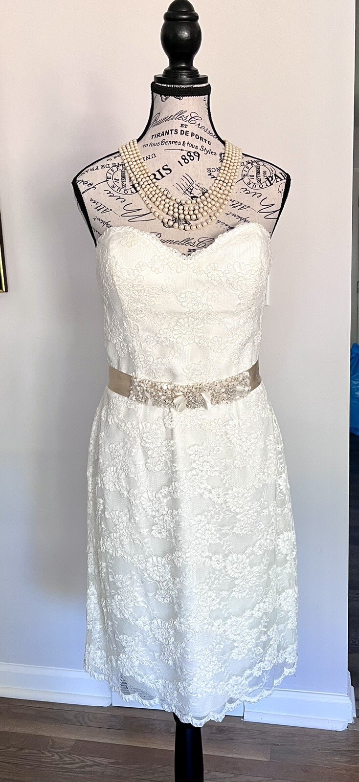 Wtoo by Watters Wedding Dress 2 In 1 Lined Tule Skirt &Lace Dress Bridal Size 12