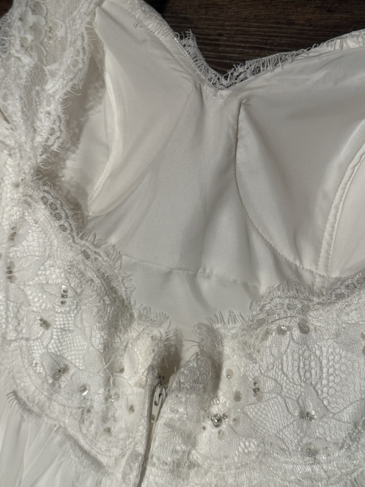 Wedding Dress Ivory Sz 16 Romantic Chiffon Empire Waist A-line Lace Cap Sleeves