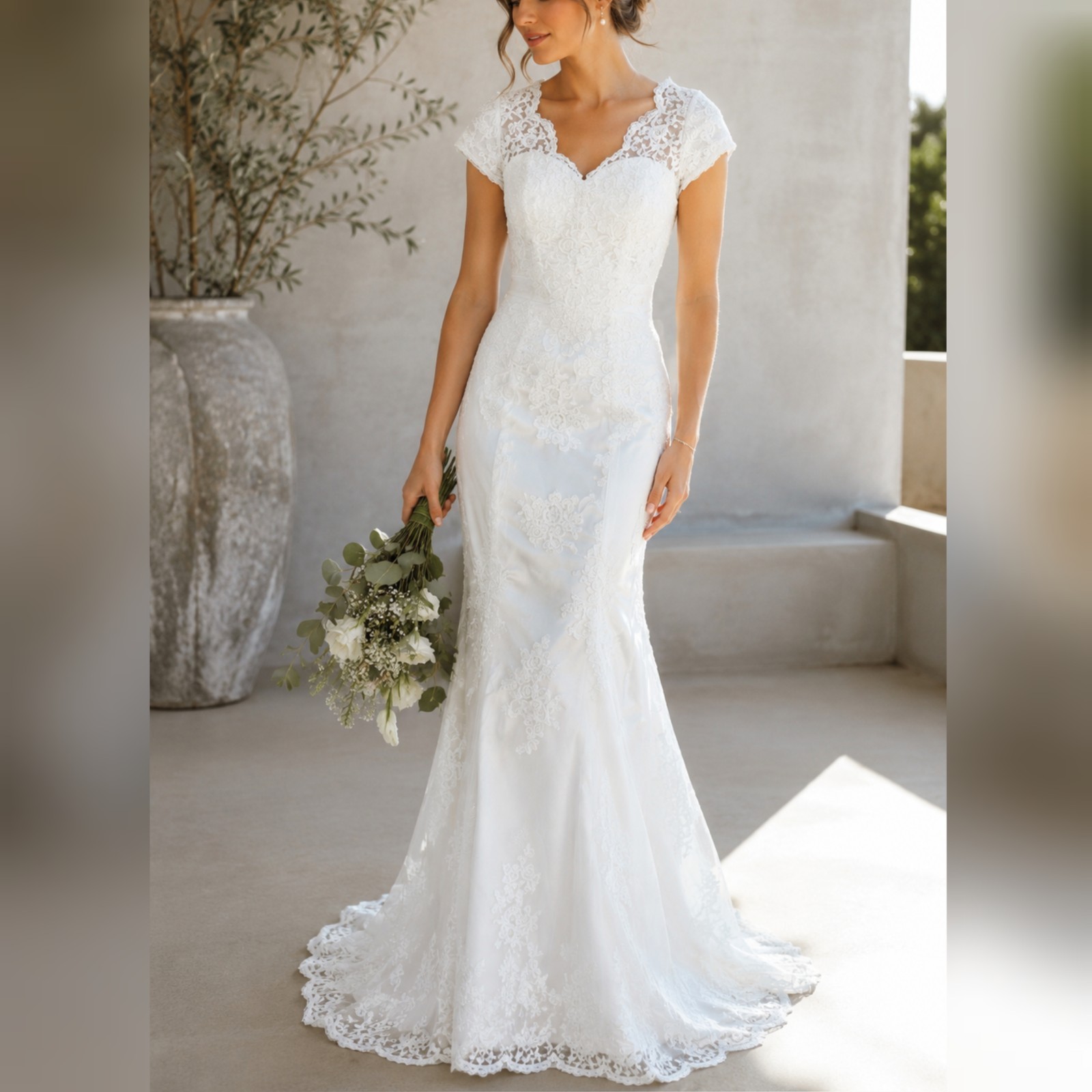 Unbranded fit and flare cap sleeve with White Wedding Dress sz 10