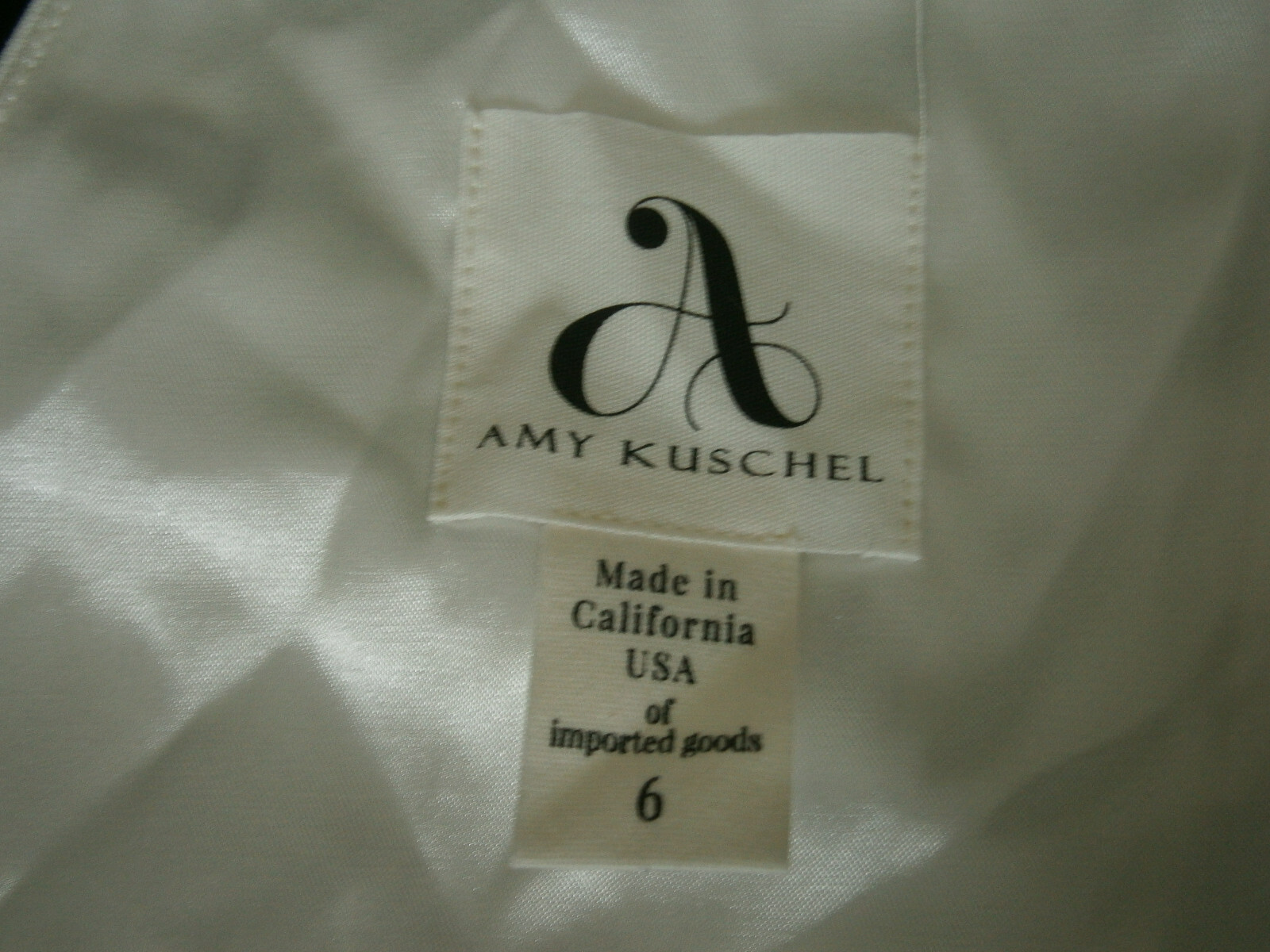 Amy Kuschel Wedding Dress 6 Off-White Scoop Neck Sleeves Back Low V Sash Beach