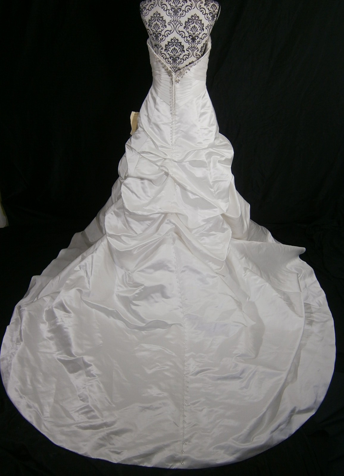 Casablanca Wedding Dress Ball Gown 12 Off-White Draped Ruffles Bling Ruched