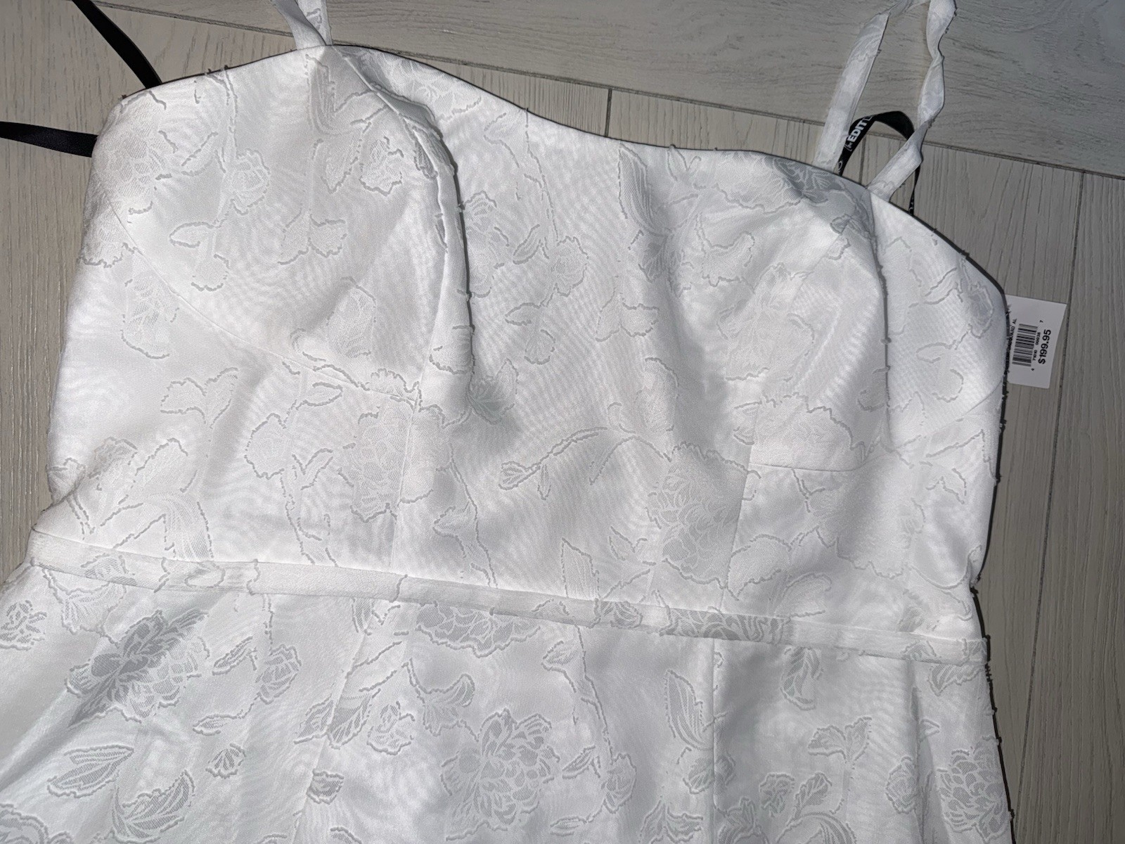 David’s Bridal Soft White Spaghetti Strap Jacquard A-Line Dress 18W NWT