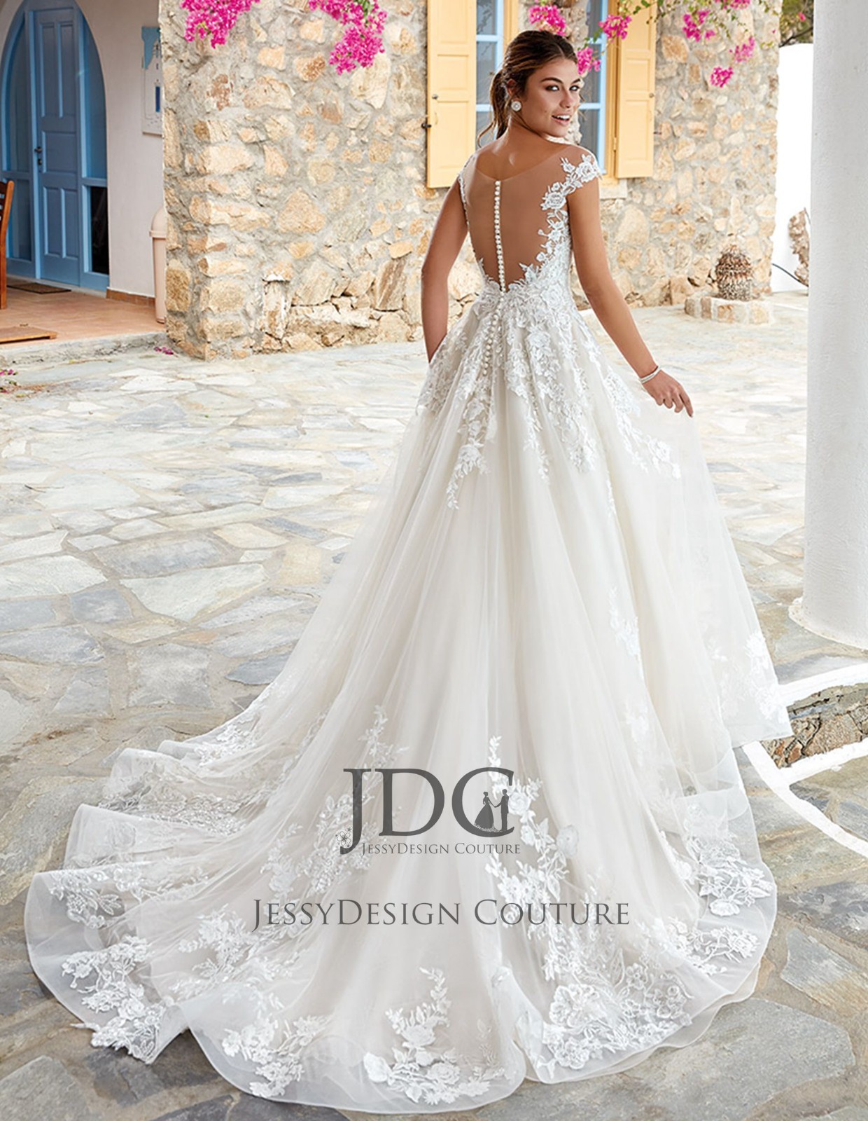 2026 Wide Strappy Lace Wedding Dress Bridal Gown 32-60 Plus Size Buttons Ivory
