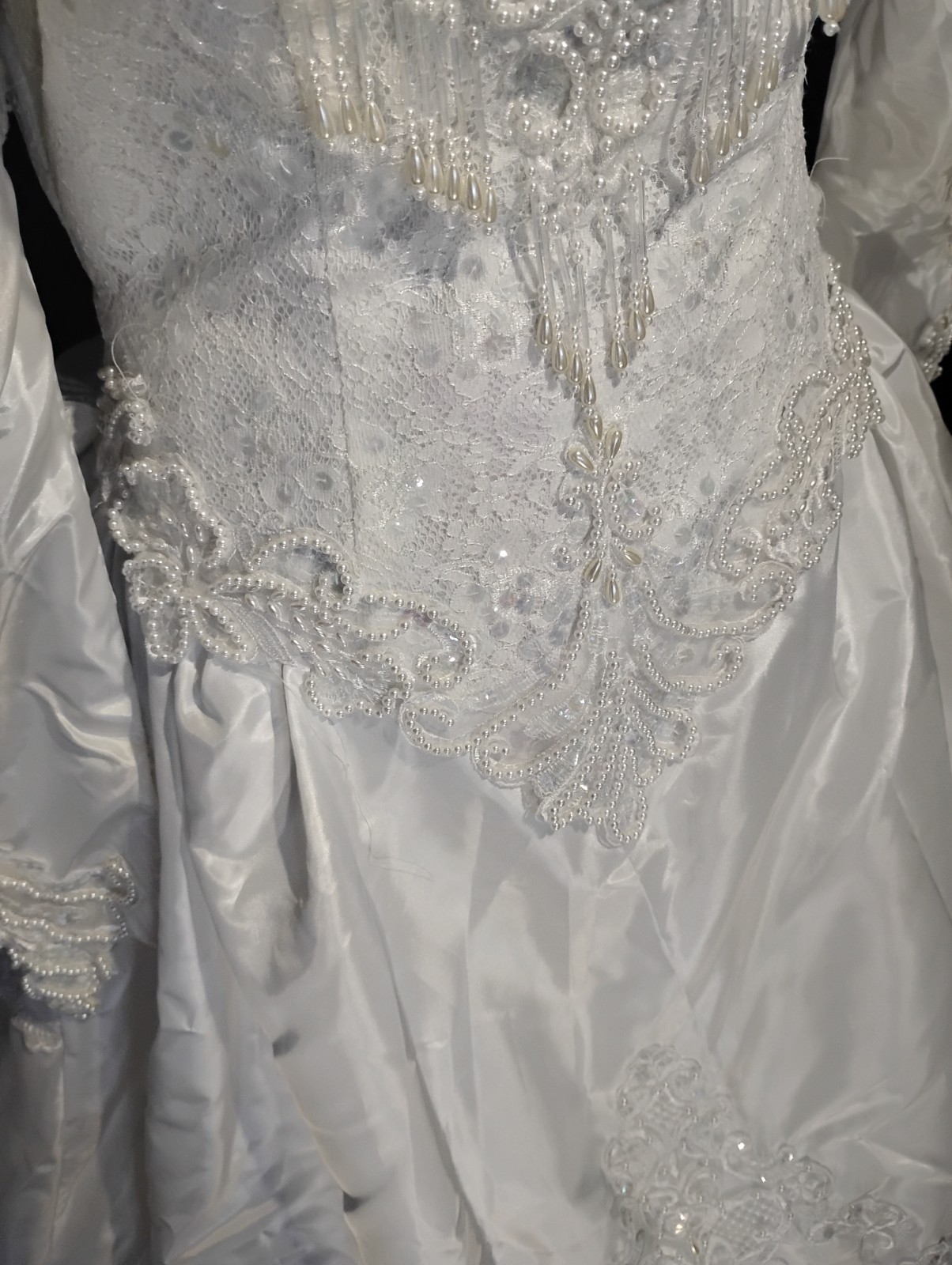 Jasmine White Taffeta Wedding Gown Sz M Puff Sleeve Train Elegant Back