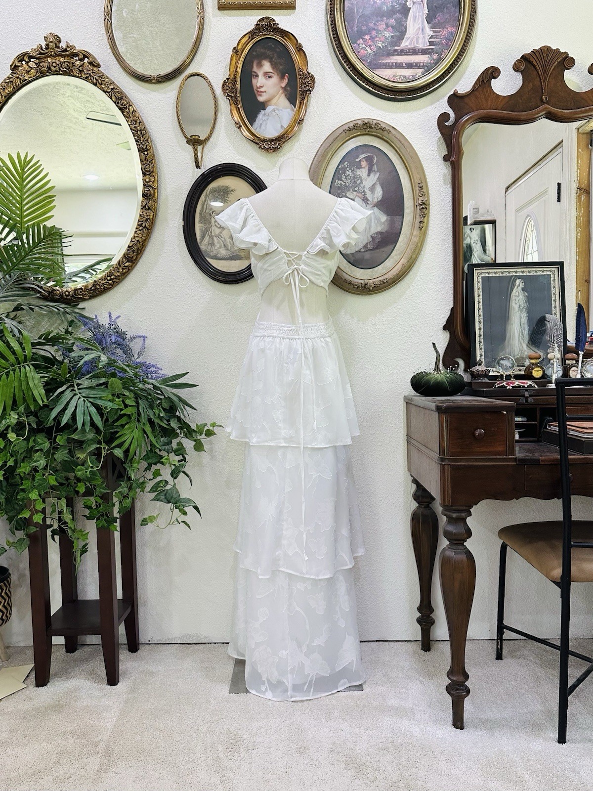 Romantic White Ruffle Dress | Cottagecore Bridal Dress | Beach Wedding