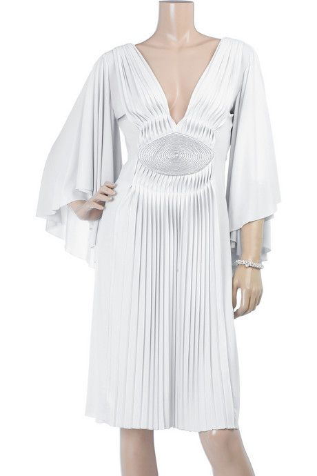 $2100 FENDI ANGEL WING GREY PEARL SILK PLEATED WEDDING DRESS IT 40 US 4 6 LOVE
