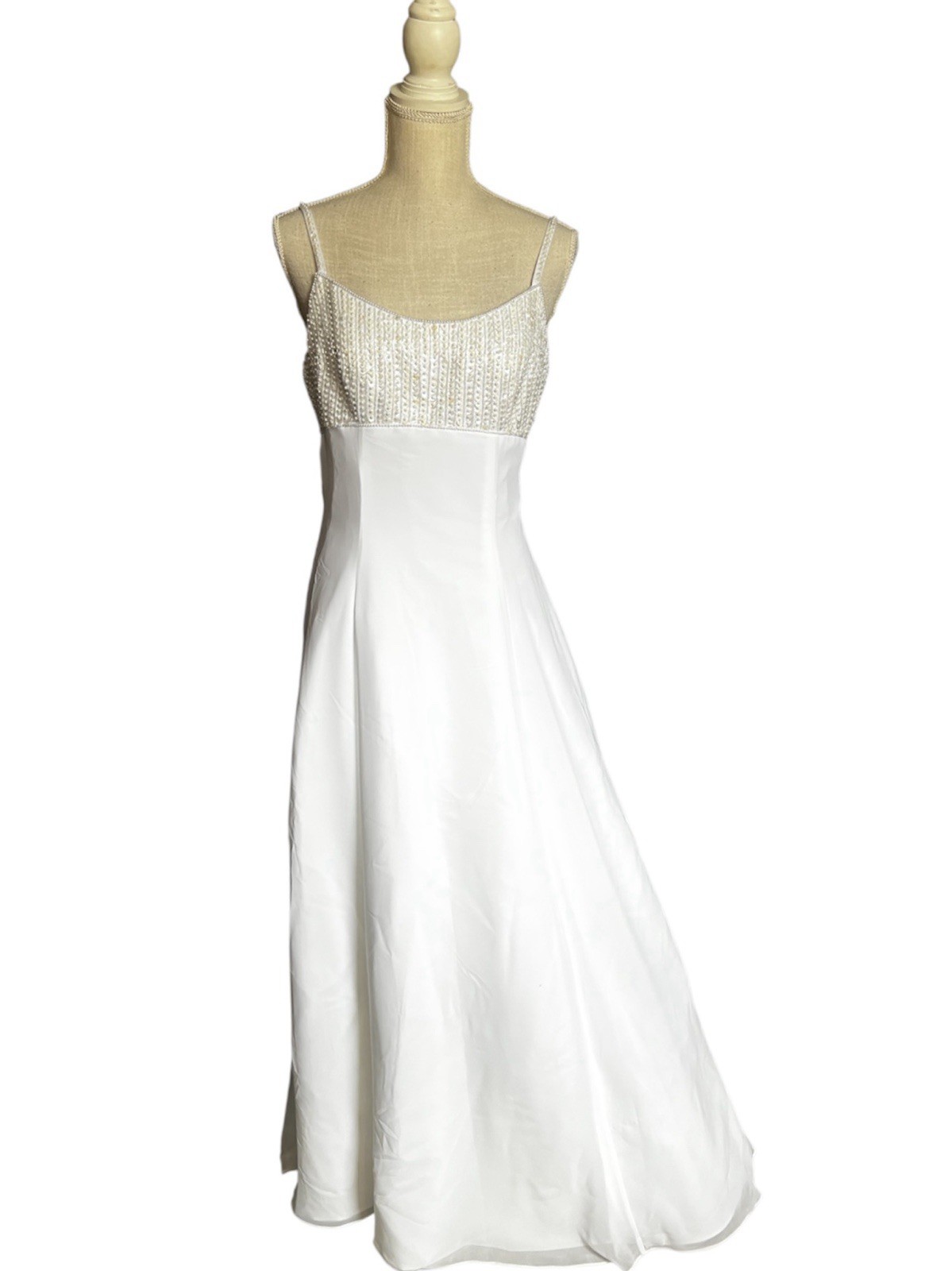 Mary’s PC white Beaded Bridal Wedding Dress with long head dress size S