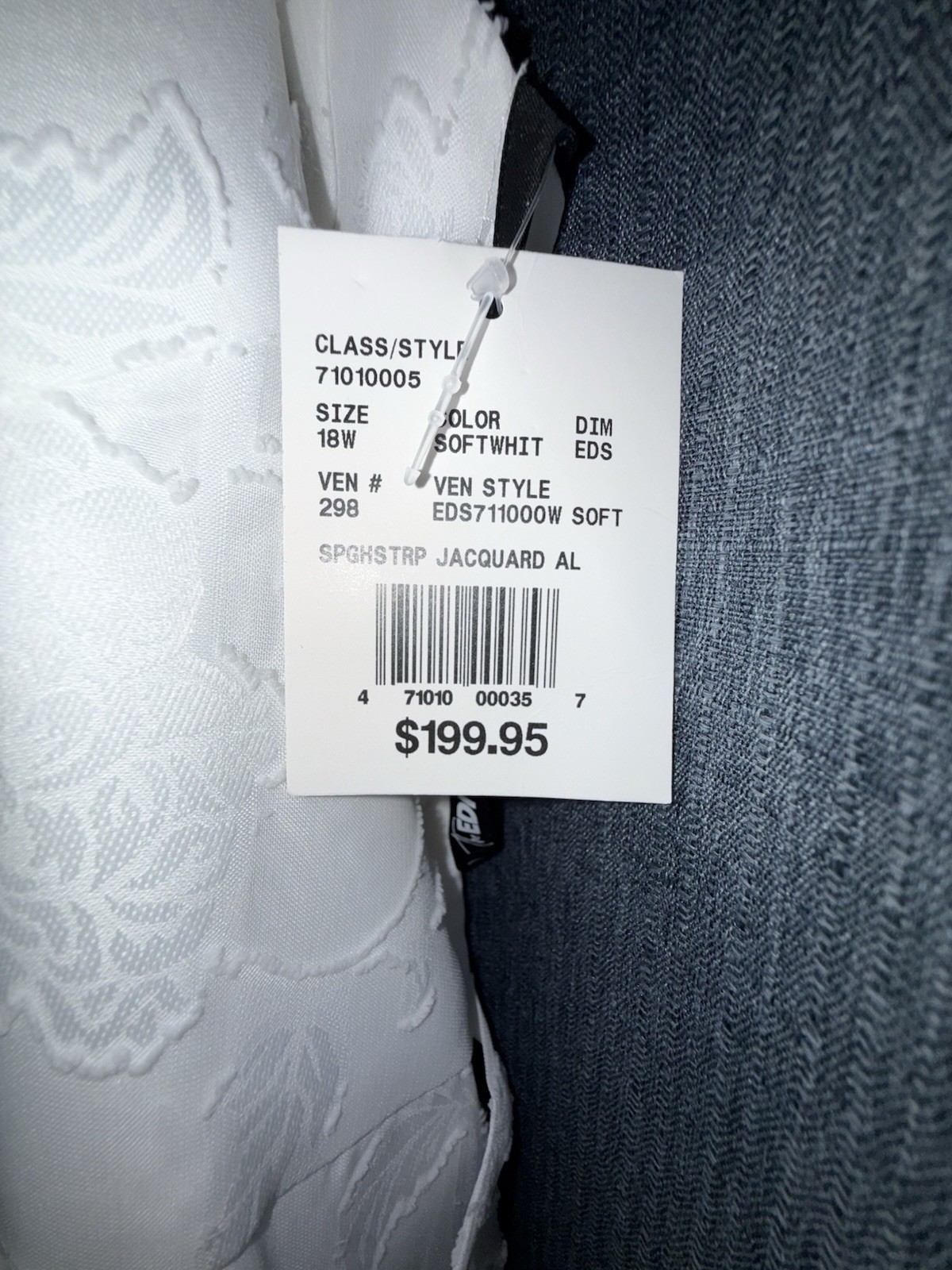 David’s Bridal Soft White Spaghetti Strap Jacquard A-Line Dress 18W NWT