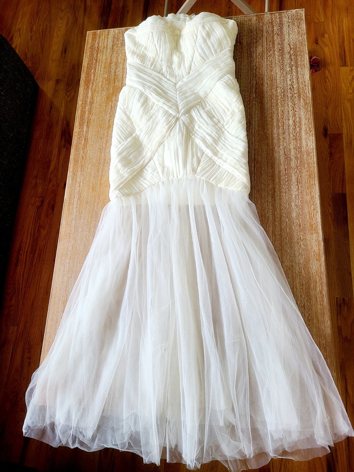 NEW Jarlo Felicity Ivory Ruched Tulle Dress 8P Petite Wedding Strapless white