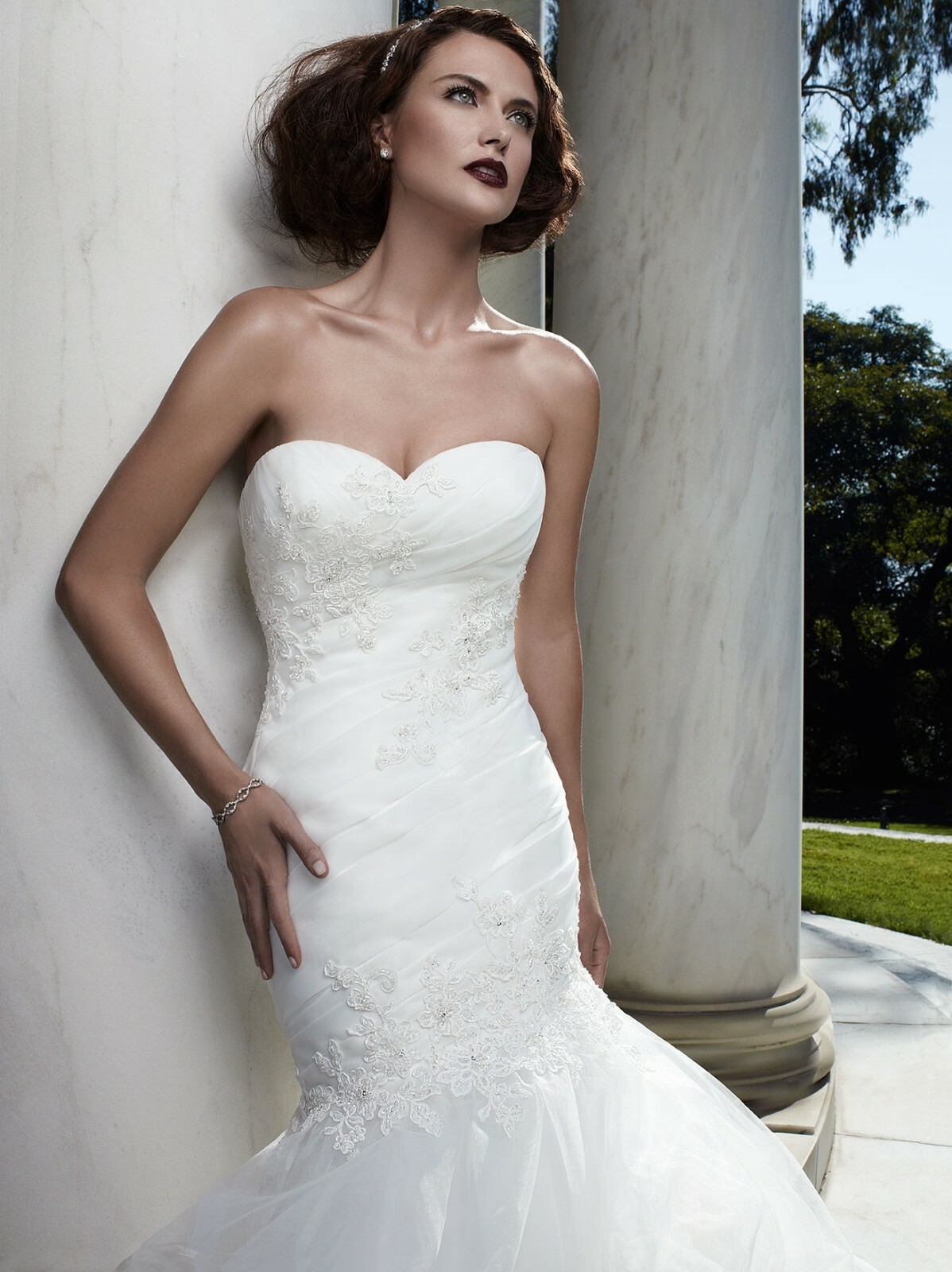 $1499💕 CASABLANCA BRIDAL 2066 14 IVORY ORGANZA LACE PRINCESS WEDDING DRESS NEW