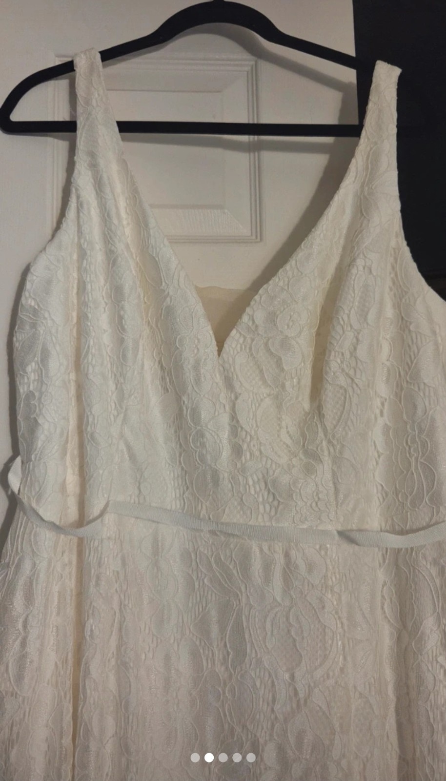 David’s Bridal Ivory Lace V-Neck Sleeveless A-Line Gown Sz 20 + Bolero
