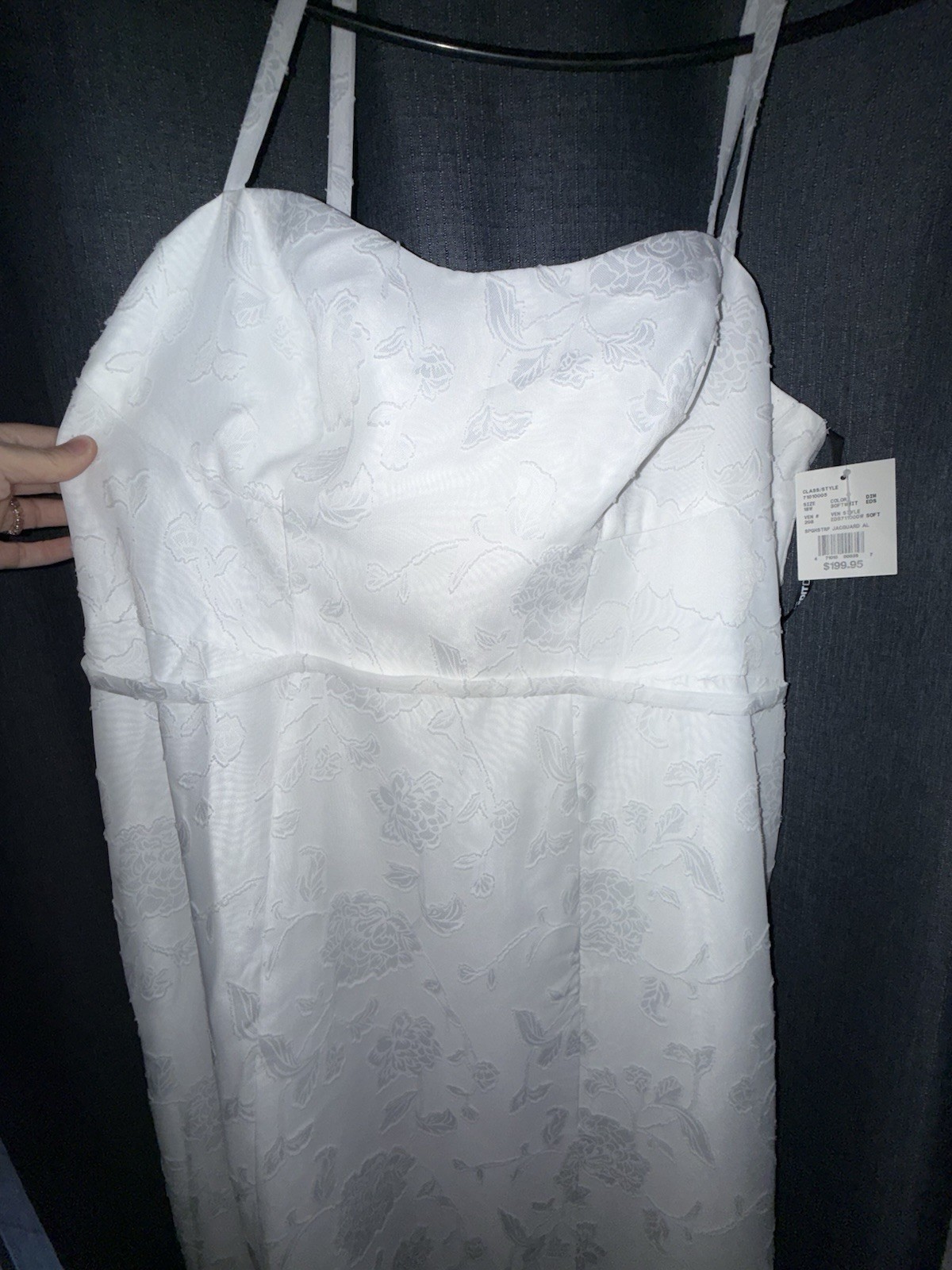 David’s Bridal Soft White Spaghetti Strap Jacquard A-Line Dress 18W NWT