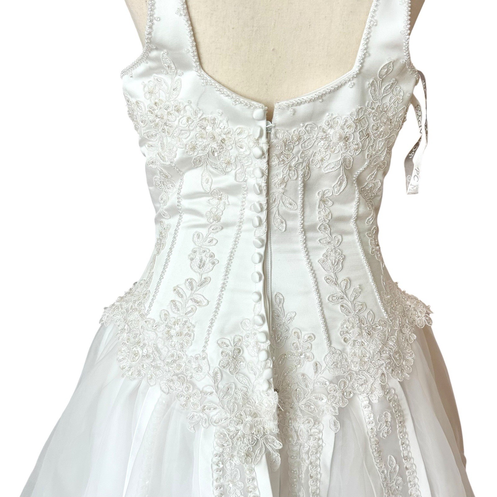 Vintage Mary’s Bridal Corset Lace Wedding Dress Beaded Train Ivory Bridal 8/10