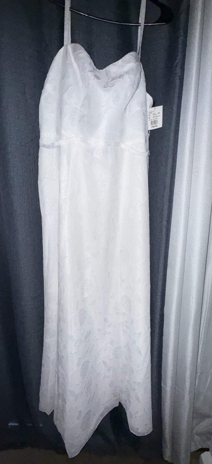 David’s Bridal Soft White Spaghetti Strap Jacquard A-Line Dress 18W NWT