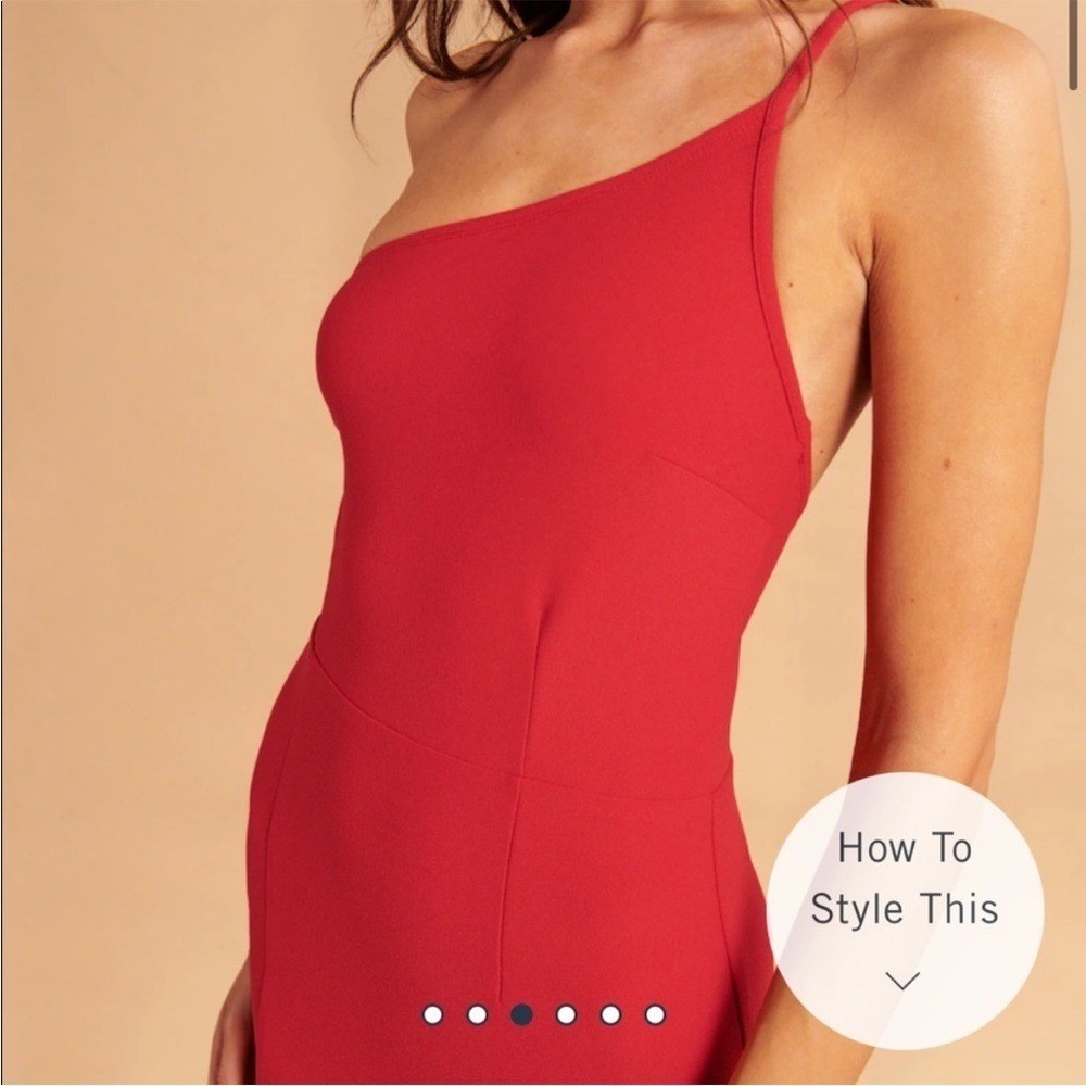 Abercrombie Asymmetrical One-Shoulder Maxi Dress Red Size Small Wedding Guest