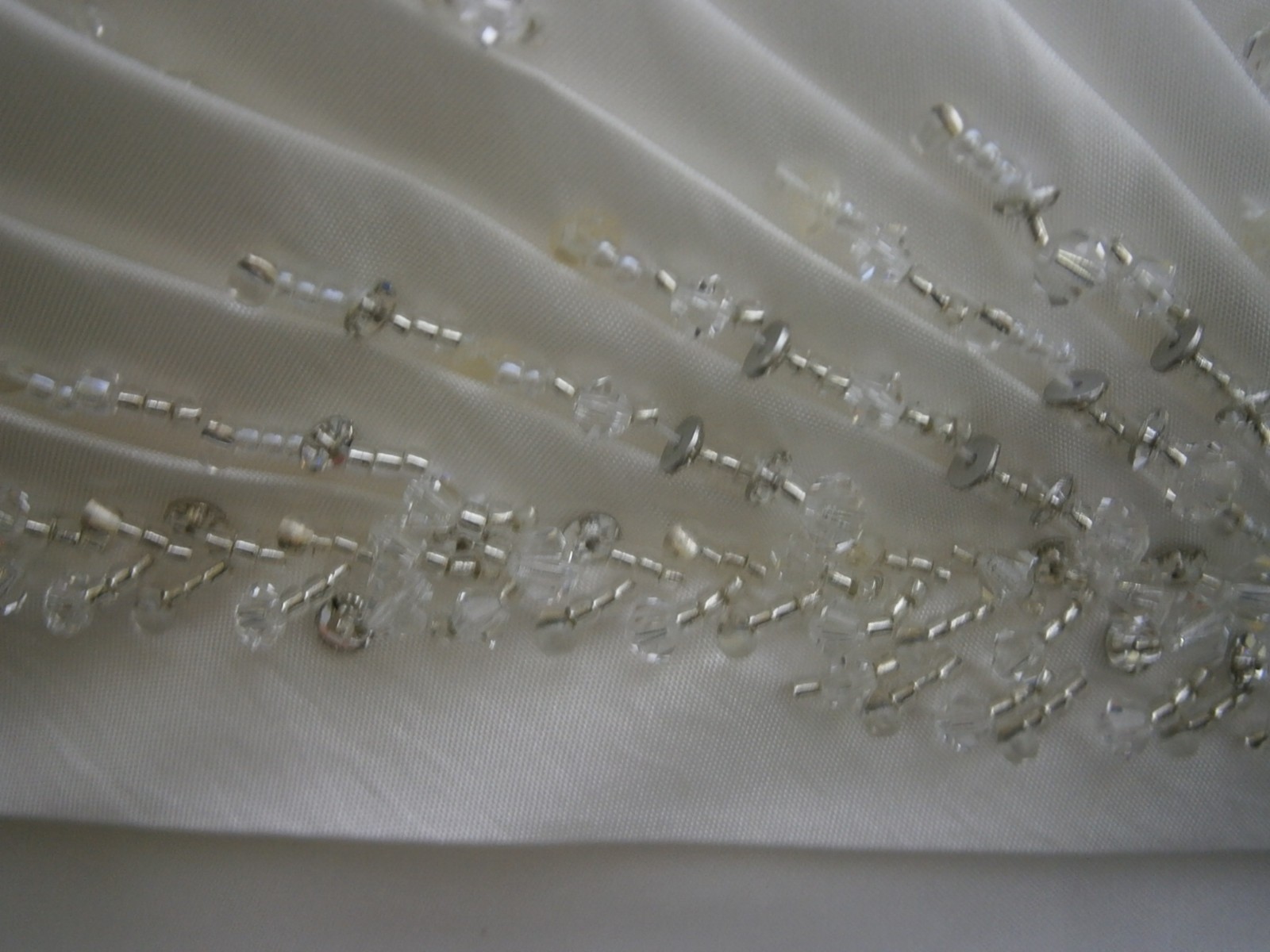 Casablanca Wedding Dress Ball Gown 10-14 White Satin Straps Beaded Elegant