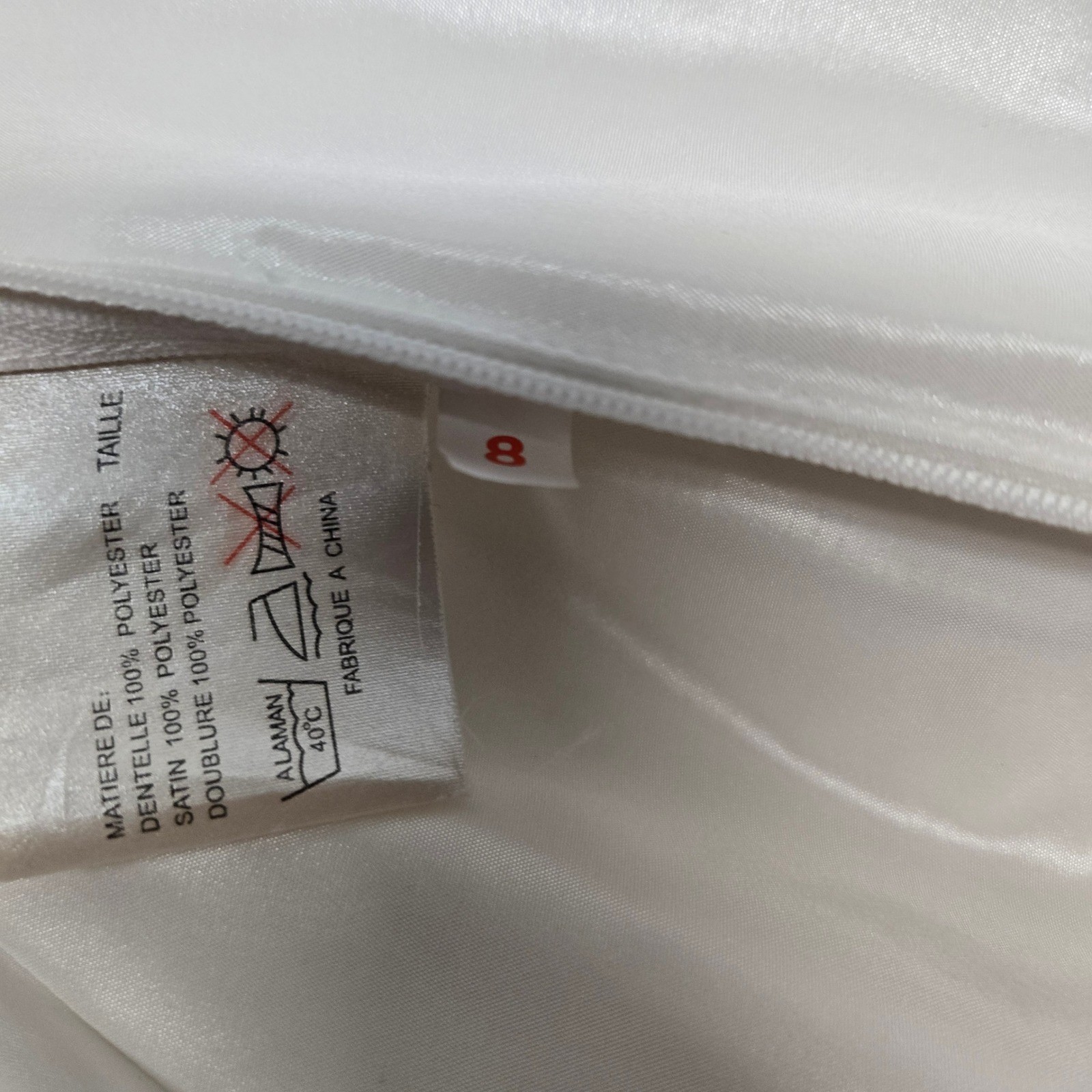 Zurc Bridal Wedding Gown Size 8 White Satin Tiered Pick Up Cathedral Train