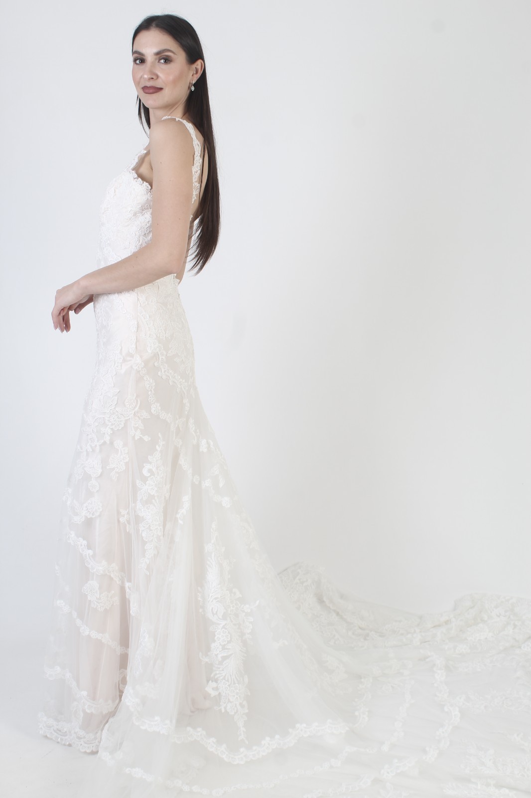 Martina Liana Wedding Dress White Lace Designer Bridal Train Asymmetrical 8