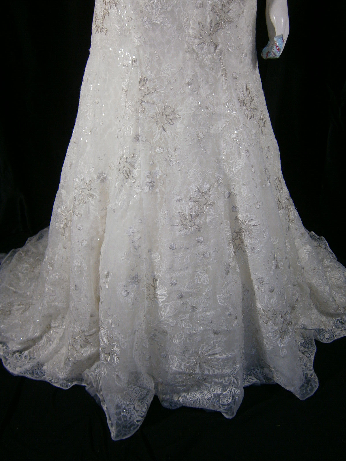 A F Couture Morilee 12 A-Line Wedding Dress Lace Strapless or Straps Bling Wow!