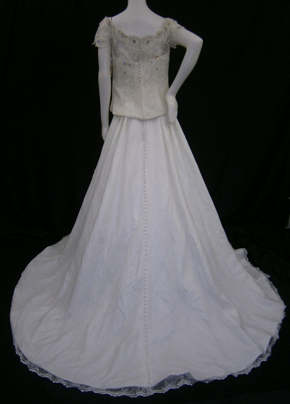 Designer Wedding SKIRT ONLY Separate 10 A-Line Lace Scallop Hem Pockets Buttons