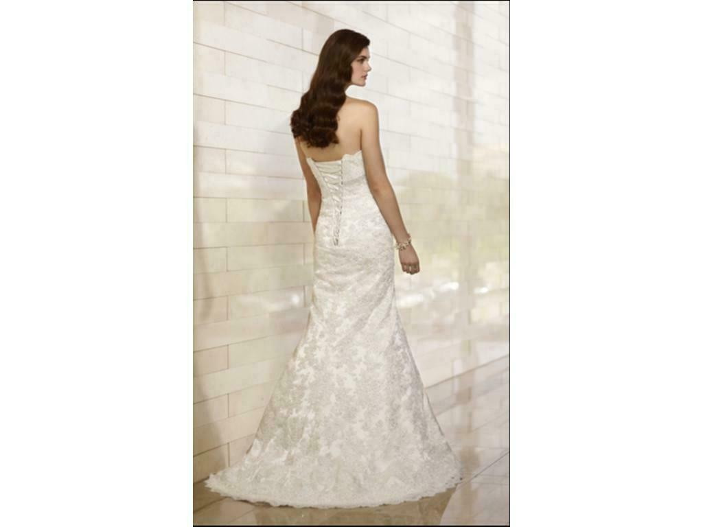 Essense of Australia Wedding Dress 10 Ivory A-line Lace Bling & Strap D1398