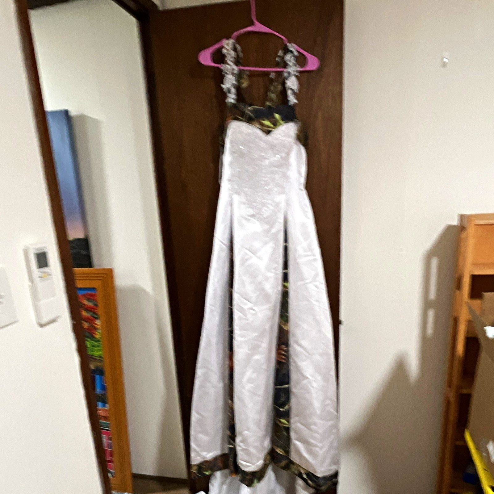 White & Camo Sleeveless Sweetheart A-Line Full-Length Wedding Dress