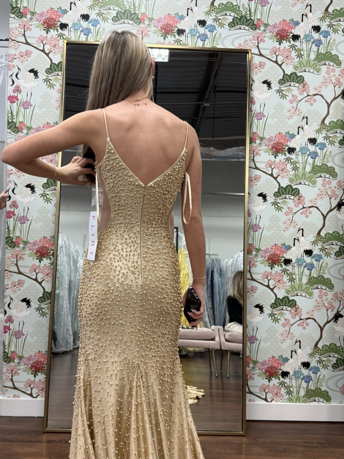Ashley Lauren Size 00 Gold/Champagne Beaded Gown