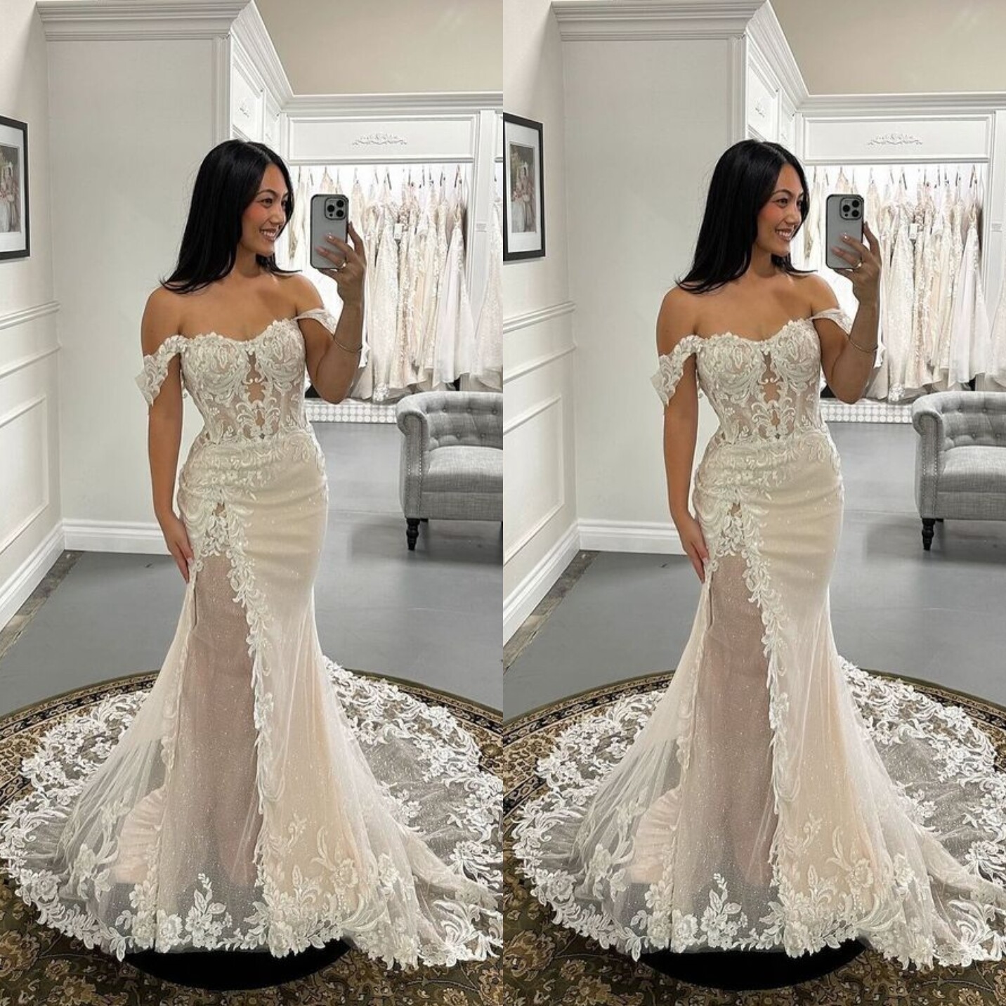 Champagne Wedding Dresses Glitter Beach Sexy Mermaid Off Shoulder Bridal Gowns