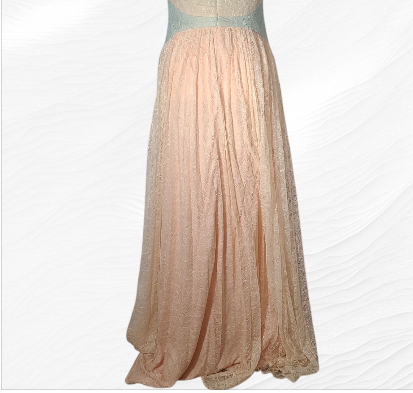 Adrianna Papell Halter Neck Sleeveless Ruched Lace Dress Apricot Multi Size 10