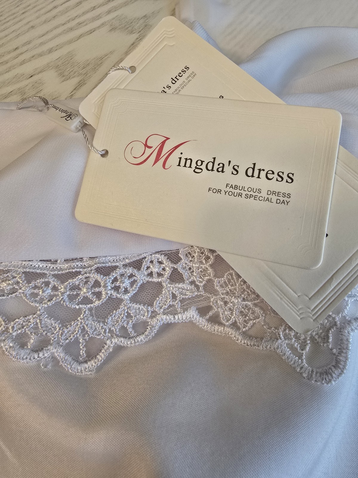 Bridal Dress Wedding Brand Is Mingdas Dress White**Size Measurements In Photos**