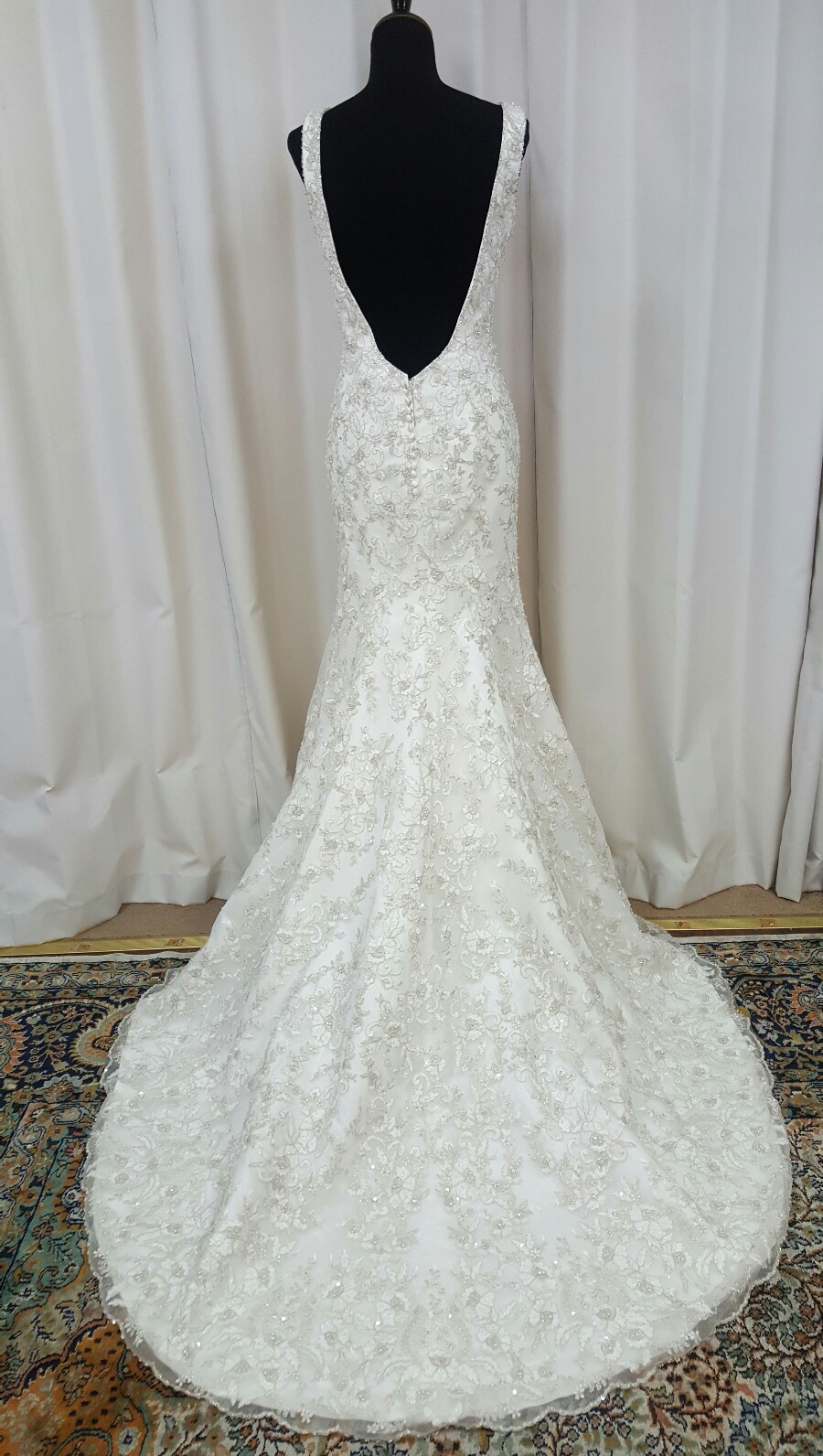Angelina Faccenda Mori Lee Bridal Mermaid Low Back Silk Wedding Dress 1304 Ivory